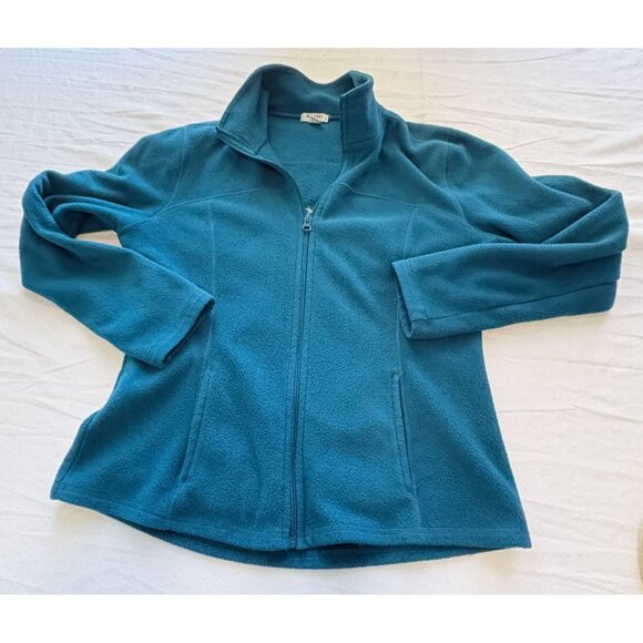 Old Navy Fleece Zip Up Jacket Womens Size L Teal Embroidered "Chase The Spirit" - Picture 8 of 9
